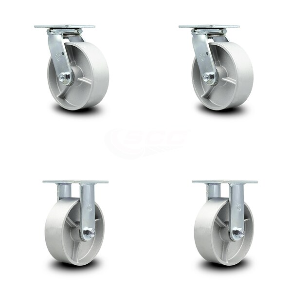 6 Inch Semi Steel Caster Set with Ball Bearings 2 Swivel 2 Rigid
